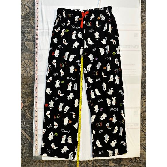 Kids Halloween Pajama Pants Ghost Print Size L (10-12) Black Boo Flame Resistant - Picture 5 of 6